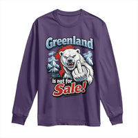 Greenland Is Not For Sale Protest Long Sleeve Shirt Aggressive Polar Bear with Middle Finger Graphic