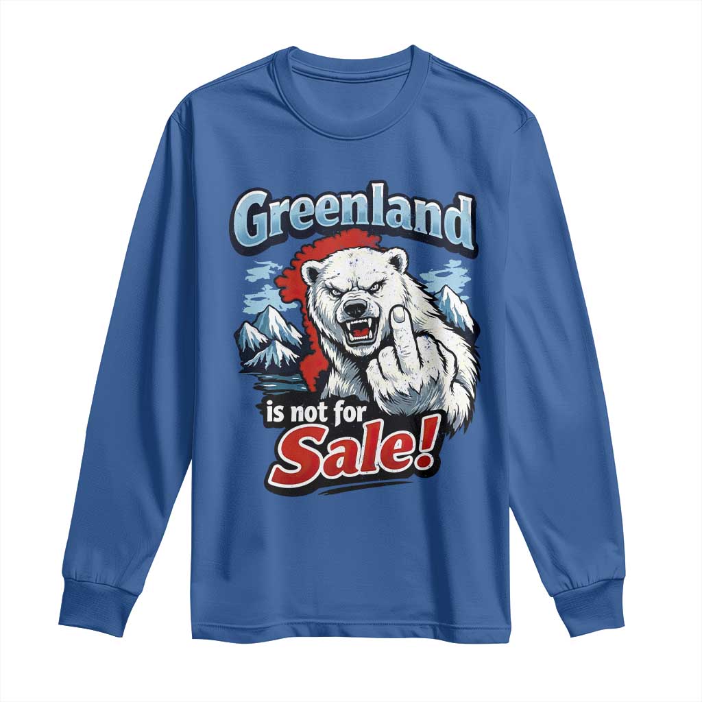 Greenland Is Not For Sale Protest Long Sleeve Shirt Aggressive Polar Bear with Middle Finger Graphic