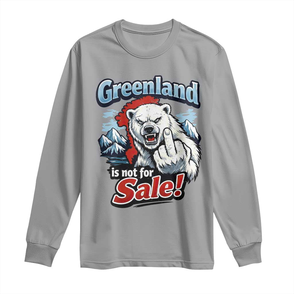 Greenland Is Not For Sale Protest Long Sleeve Shirt Aggressive Polar Bear with Middle Finger Graphic
