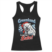 Greenland Is Not For Sale Protest Racerback Tank Top Aggressive Polar Bear with Middle Finger Graphic