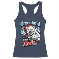 Greenland Is Not For Sale Protest Racerback Tank Top Aggressive Polar Bear with Middle Finger Graphic