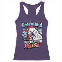 Greenland Is Not For Sale Protest Racerback Tank Top Aggressive Polar Bear with Middle Finger Graphic