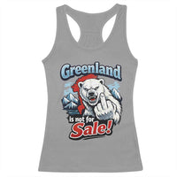 Greenland Is Not For Sale Protest Racerback Tank Top Aggressive Polar Bear with Middle Finger Graphic