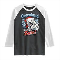 Greenland Is Not For Sale Protest Raglan Shirt Aggressive Polar Bear with Middle Finger Graphic