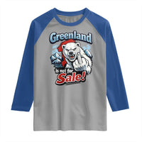 Greenland Is Not For Sale Protest Raglan Shirt Aggressive Polar Bear with Middle Finger Graphic