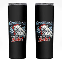 Greenland Is Not For Sale Protest Skinny Tumbler Aggressive Polar Bear with Middle Finger Graphic