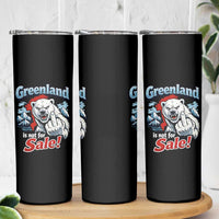 Greenland Is Not For Sale Protest Skinny Tumbler Aggressive Polar Bear with Middle Finger Graphic