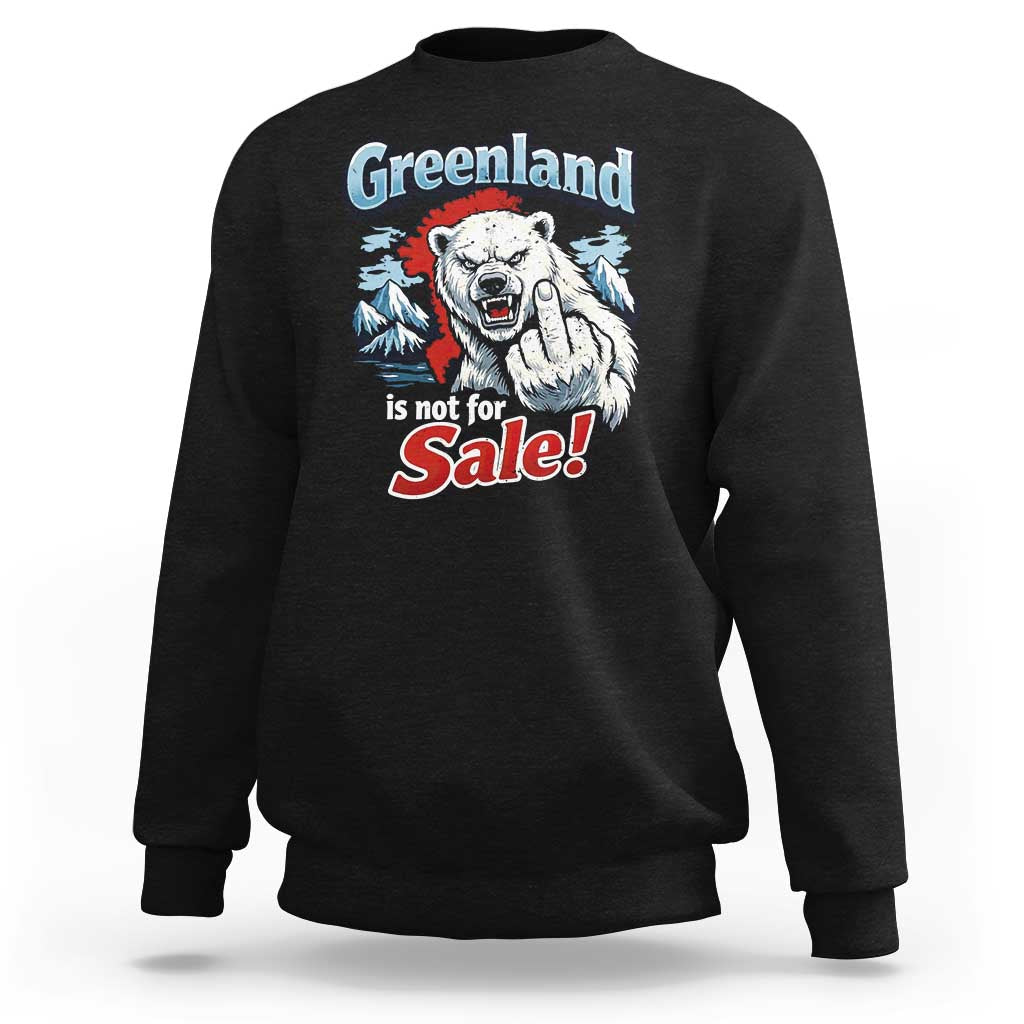 Greenland Is Not For Sale Protest Sweatshirt Aggressive Polar Bear with Middle Finger Graphic