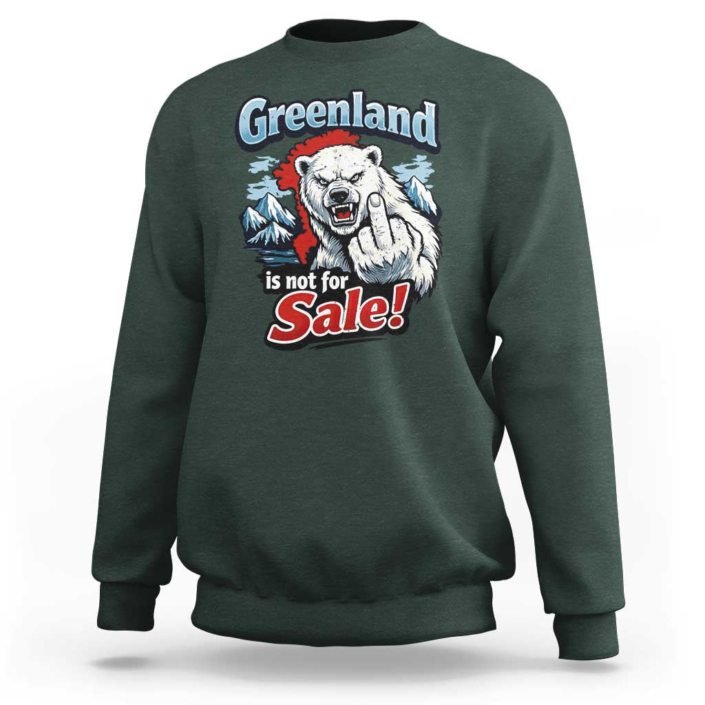 Greenland Is Not For Sale Protest Sweatshirt Aggressive Polar Bear with Middle Finger Graphic