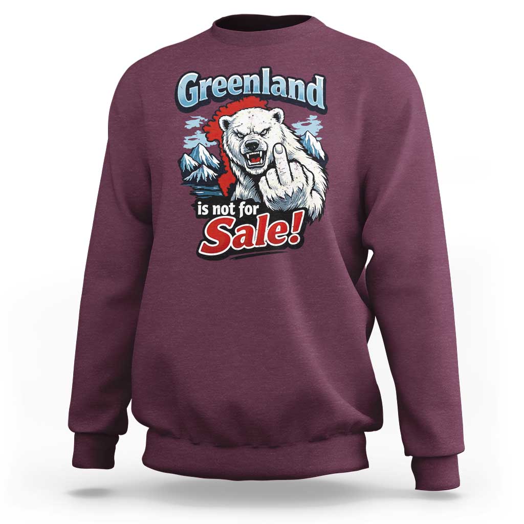 Greenland Is Not For Sale Protest Sweatshirt Aggressive Polar Bear with Middle Finger Graphic