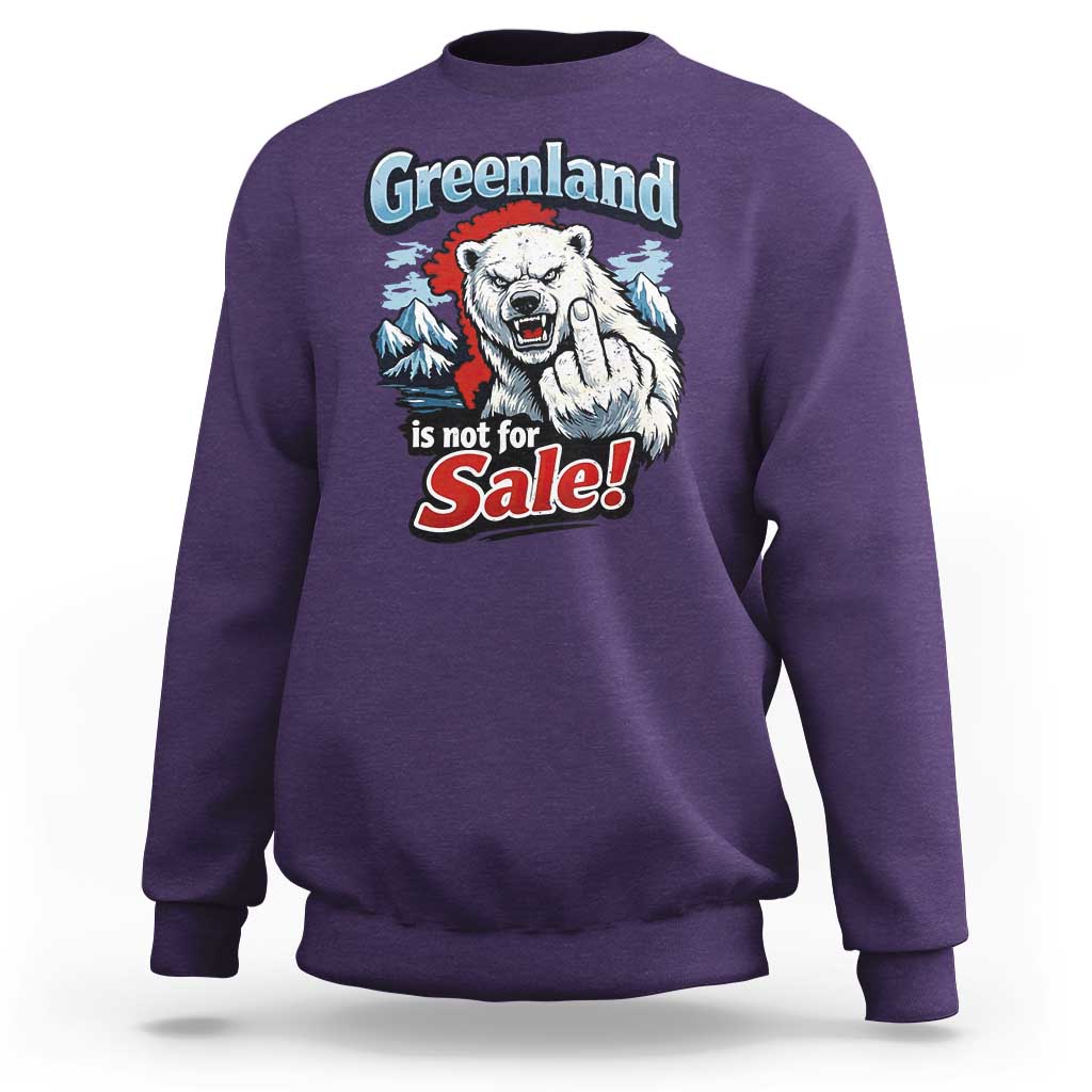 Greenland Is Not For Sale Protest Sweatshirt Aggressive Polar Bear with Middle Finger Graphic