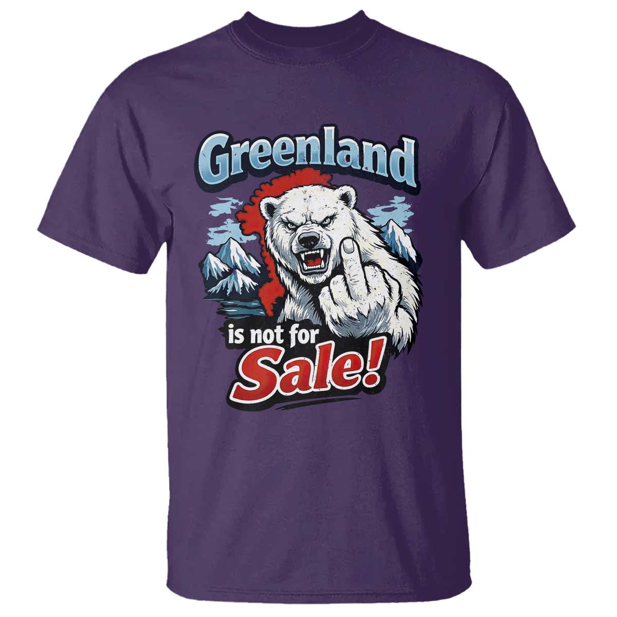 Greenland Is Not For Sale Protest T Shirt Aggressive Polar Bear with Middle Finger Graphic