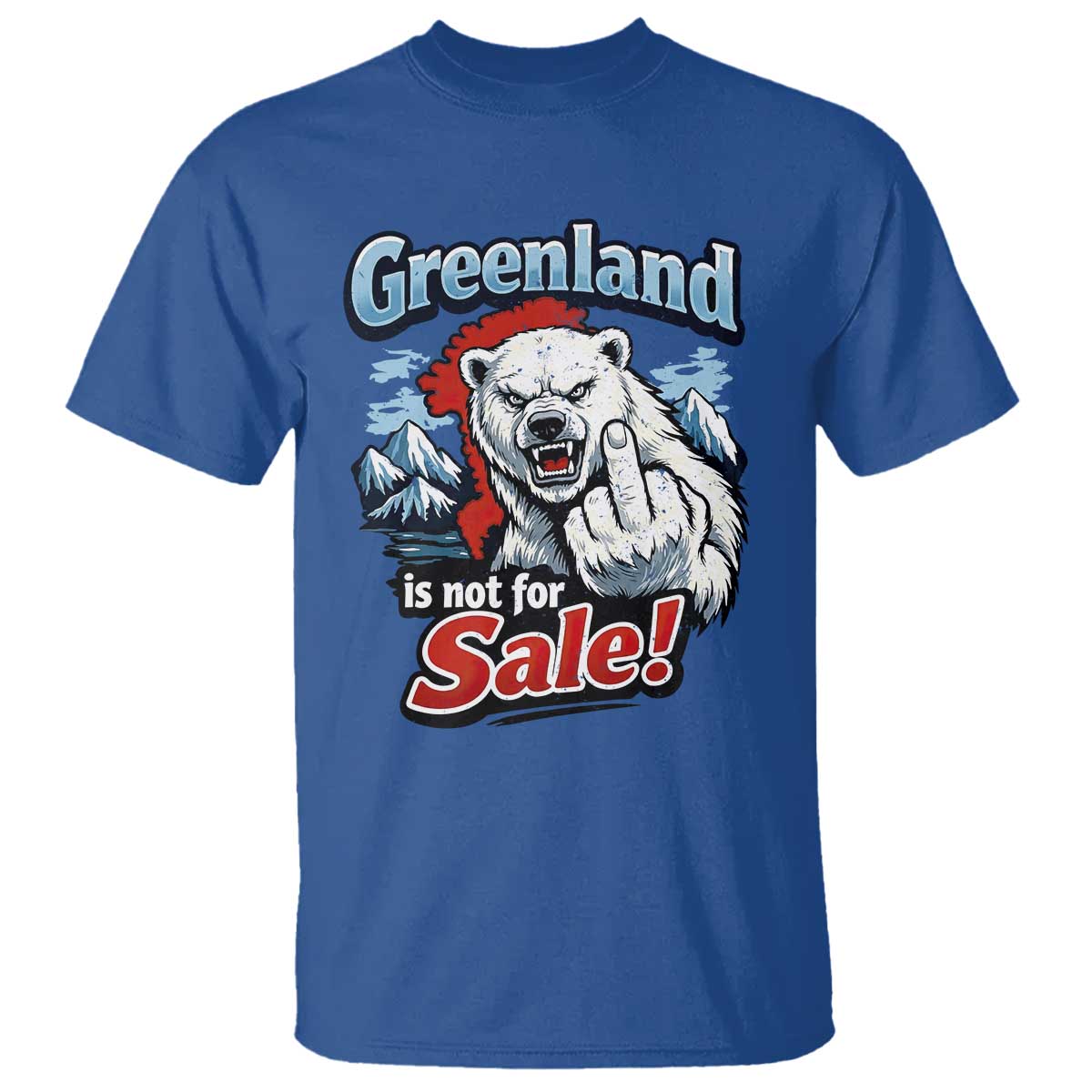 Greenland Is Not For Sale Protest T Shirt Aggressive Polar Bear with Middle Finger Graphic