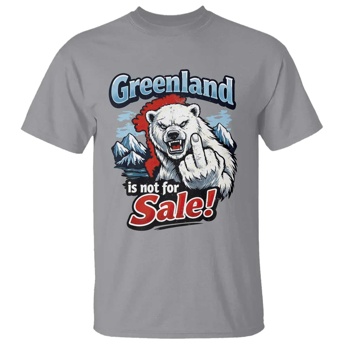 Greenland Is Not For Sale Protest T Shirt Aggressive Polar Bear with Middle Finger Graphic