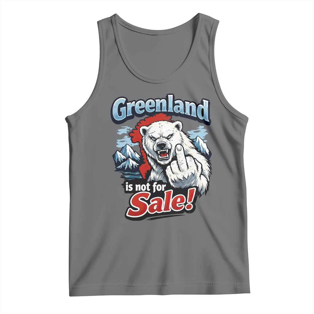 Greenland Is Not For Sale Protest Tank Top Aggressive Polar Bear with Middle Finger Graphic