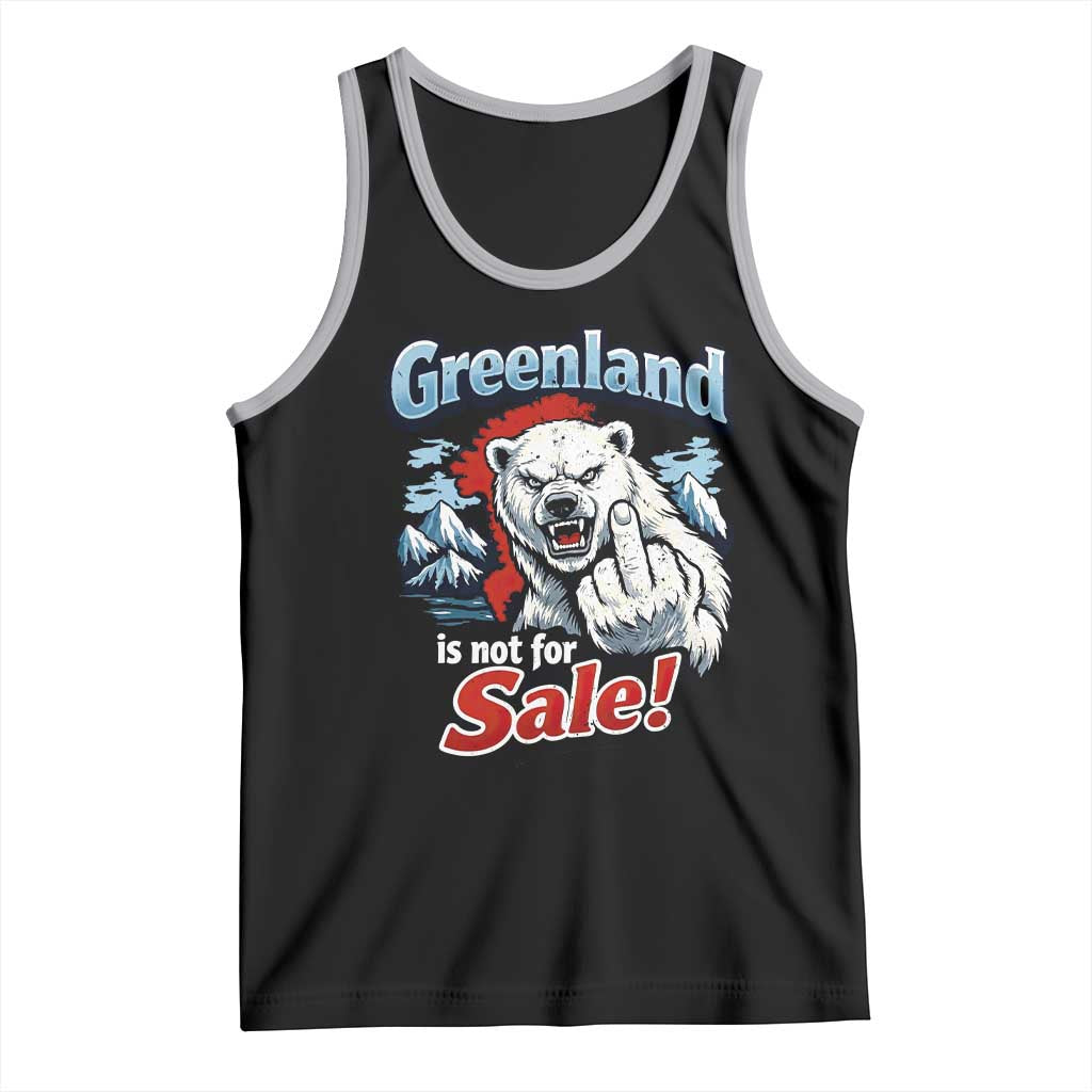 Greenland Is Not For Sale Protest Tank Top Aggressive Polar Bear with Middle Finger Graphic