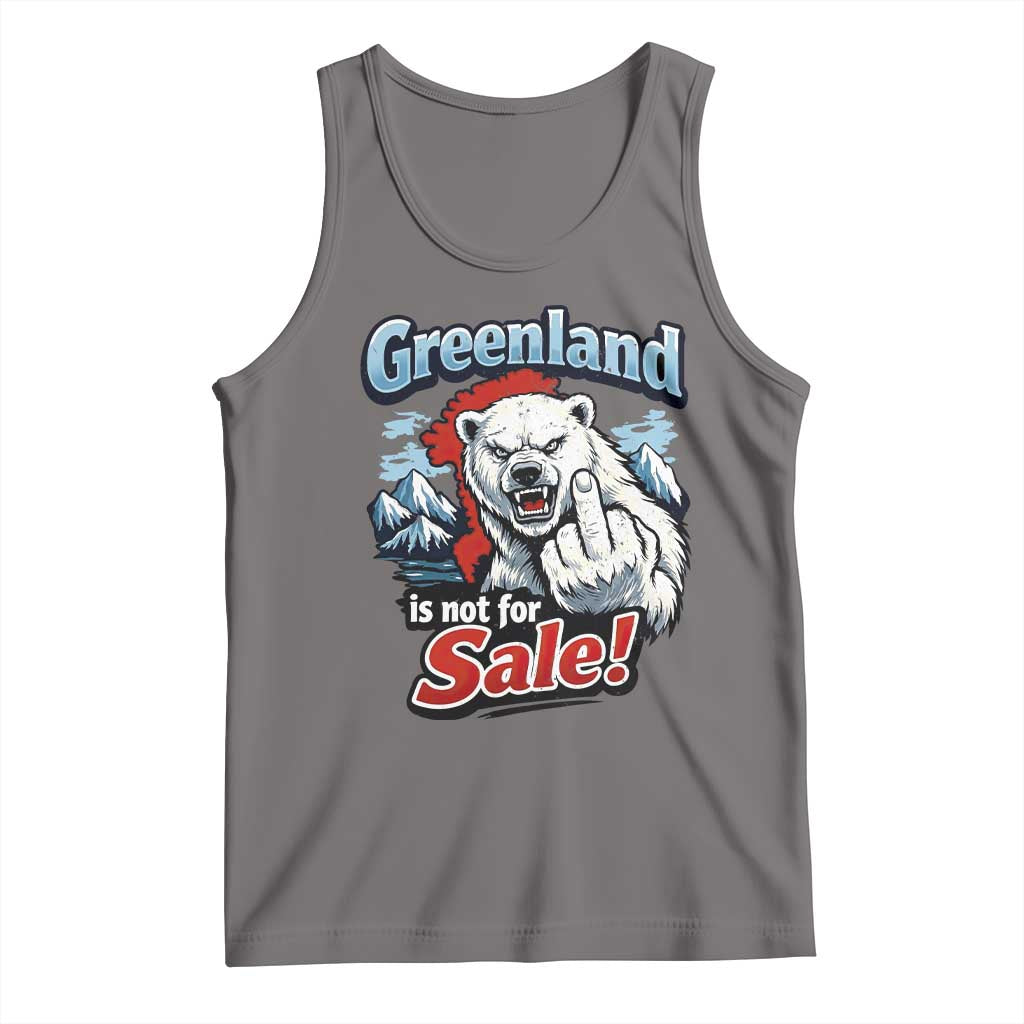 Greenland Is Not For Sale Protest Tank Top Aggressive Polar Bear with Middle Finger Graphic