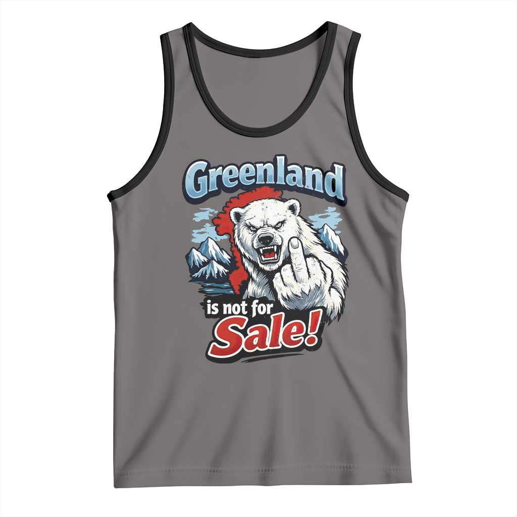 Greenland Is Not For Sale Protest Tank Top Aggressive Polar Bear with Middle Finger Graphic