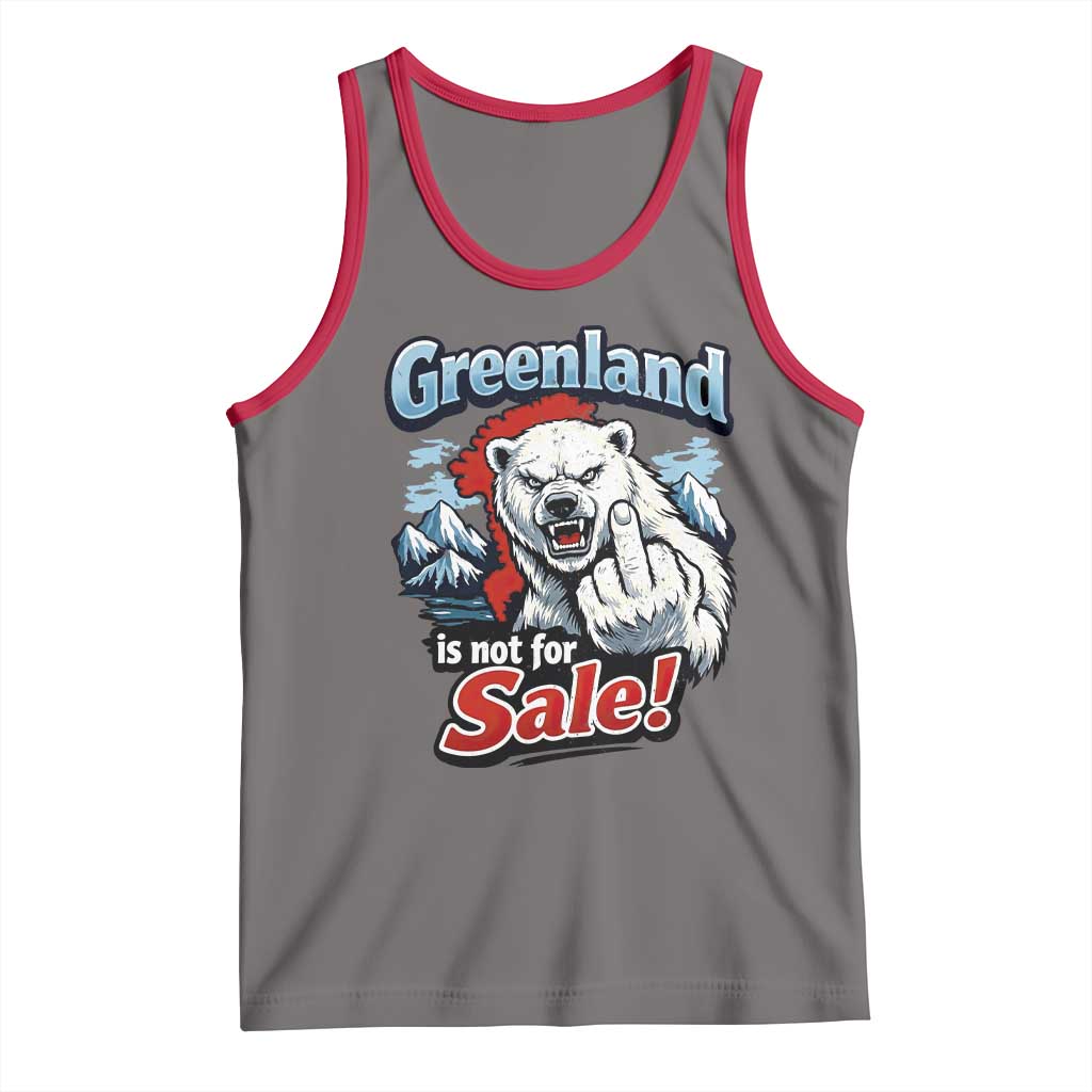 Greenland Is Not For Sale Protest Tank Top Aggressive Polar Bear with Middle Finger Graphic