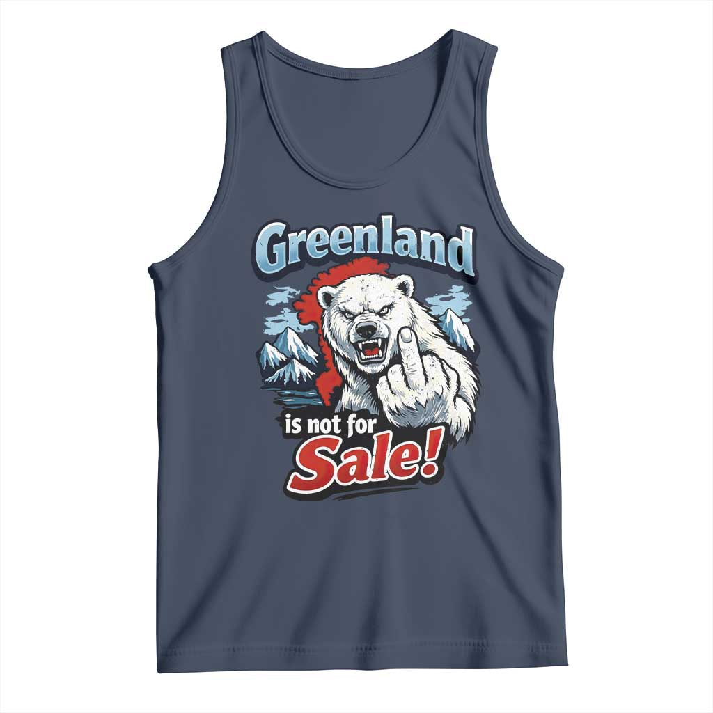 Greenland Is Not For Sale Protest Tank Top Aggressive Polar Bear with Middle Finger Graphic