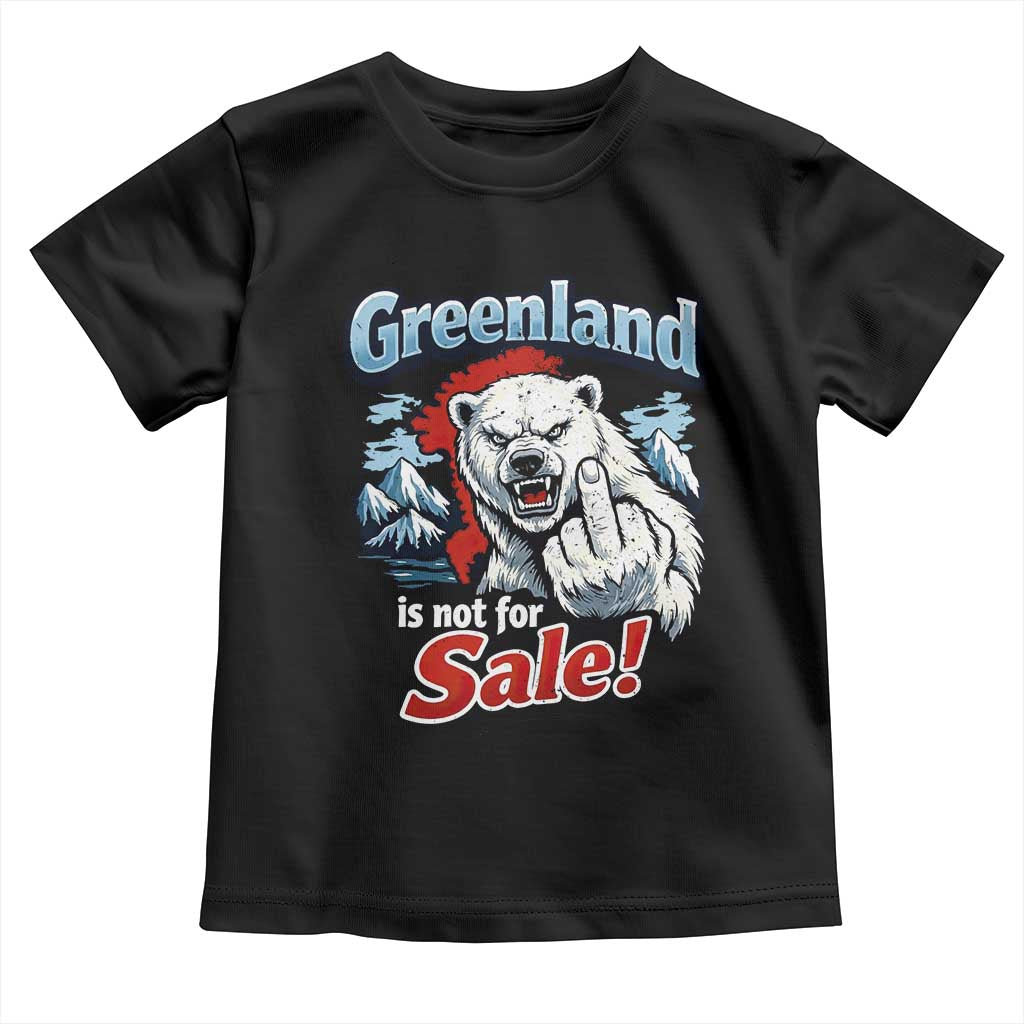Greenland Is Not For Sale Protest Toddler T Shirt Aggressive Polar Bear with Middle Finger Graphic