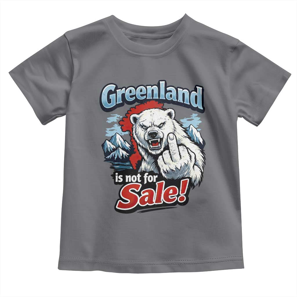 Greenland Is Not For Sale Protest Toddler T Shirt Aggressive Polar Bear with Middle Finger Graphic
