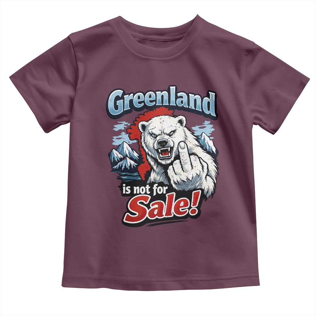 Greenland Is Not For Sale Protest Toddler T Shirt Aggressive Polar Bear with Middle Finger Graphic
