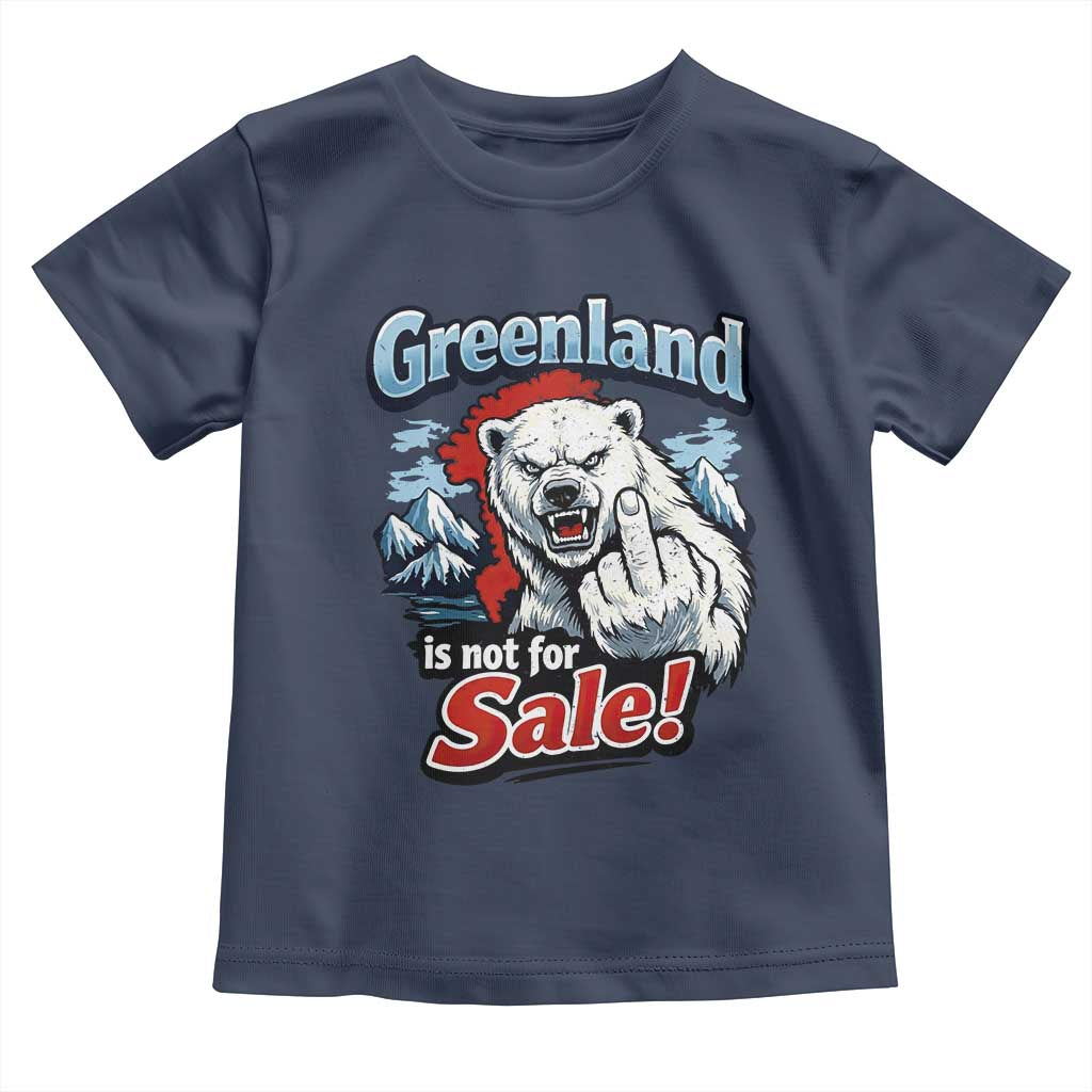 Greenland Is Not For Sale Protest Toddler T Shirt Aggressive Polar Bear with Middle Finger Graphic