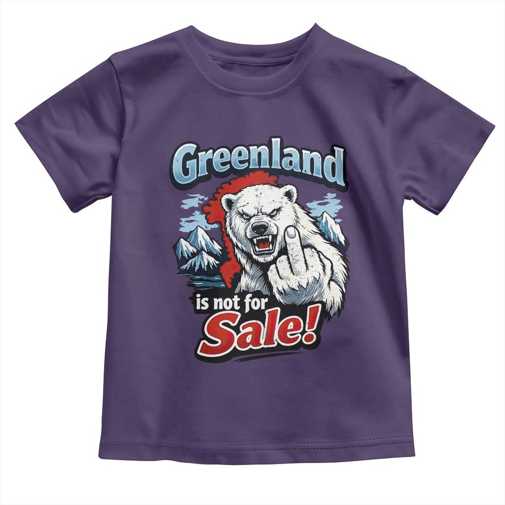 Greenland Is Not For Sale Protest Toddler T Shirt Aggressive Polar Bear with Middle Finger Graphic