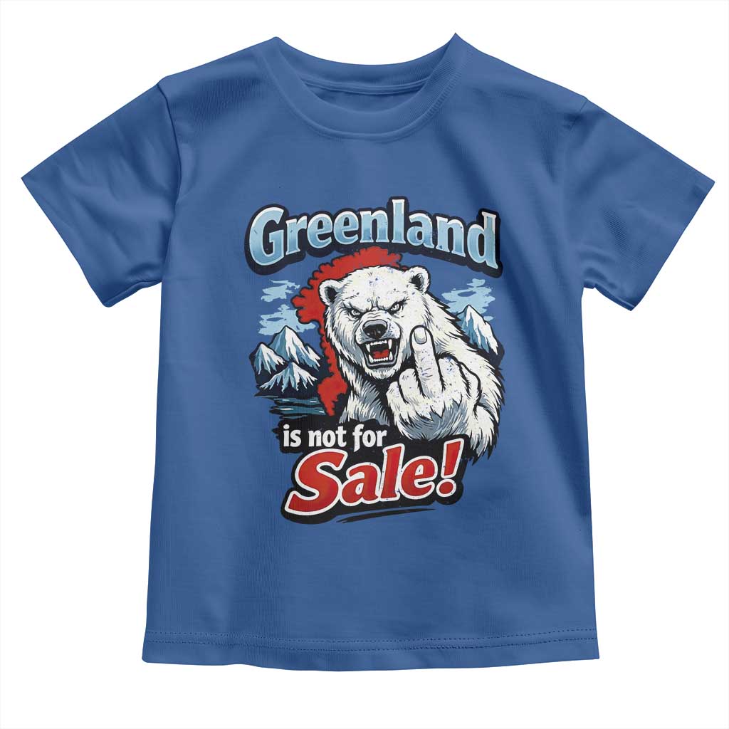 Greenland Is Not For Sale Protest Toddler T Shirt Aggressive Polar Bear with Middle Finger Graphic
