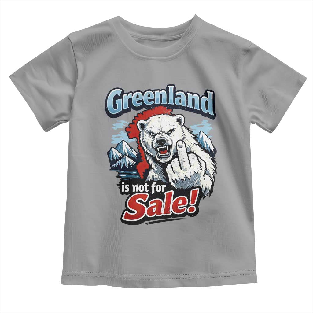 Greenland Is Not For Sale Protest Toddler T Shirt Aggressive Polar Bear with Middle Finger Graphic
