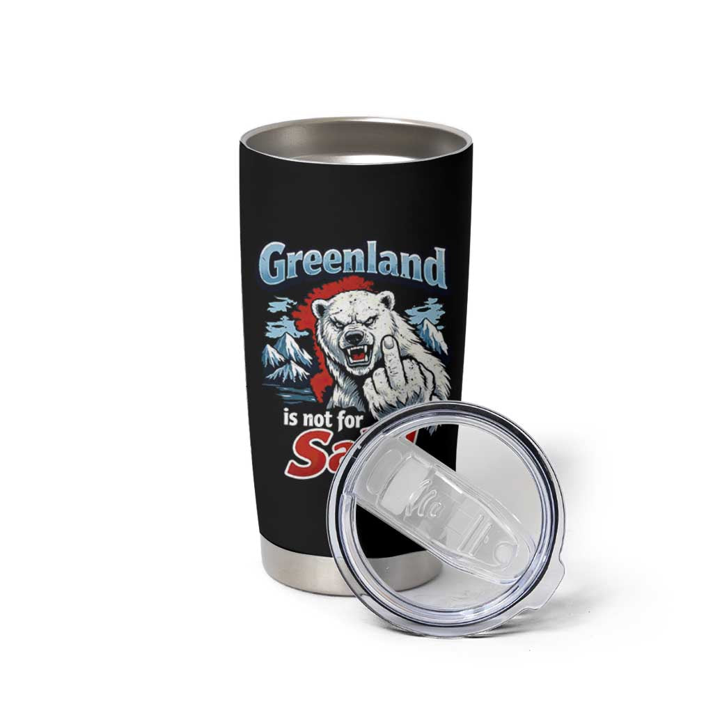 Greenland Is Not For Sale Protest Tumbler Cup Aggressive Polar Bear with Middle Finger Graphic