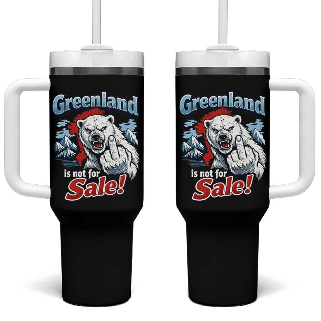Greenland Is Not For Sale Protest Tumbler With Handle Aggressive Polar Bear with Middle Finger Graphic
