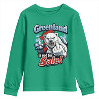 Greenland Is Not For Sale Protest Youth Sweatshirt Aggressive Polar Bear with Middle Finger Graphic