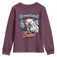 Greenland Is Not For Sale Protest Youth Sweatshirt Aggressive Polar Bear with Middle Finger Graphic