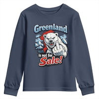 Greenland Is Not For Sale Protest Youth Sweatshirt Aggressive Polar Bear with Middle Finger Graphic
