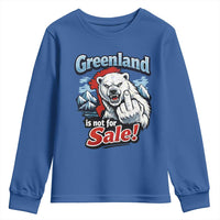 Greenland Is Not For Sale Protest Youth Sweatshirt Aggressive Polar Bear with Middle Finger Graphic