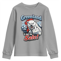 Greenland Is Not For Sale Protest Youth Sweatshirt Aggressive Polar Bear with Middle Finger Graphic
