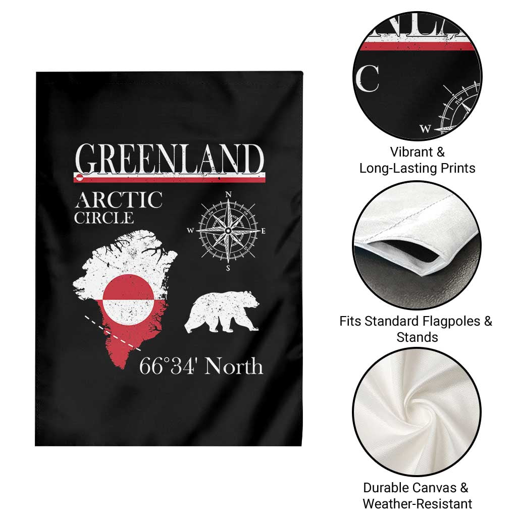 Greenland Arctic Circle Garden Flag Map Compass and Polar Bear Adventure