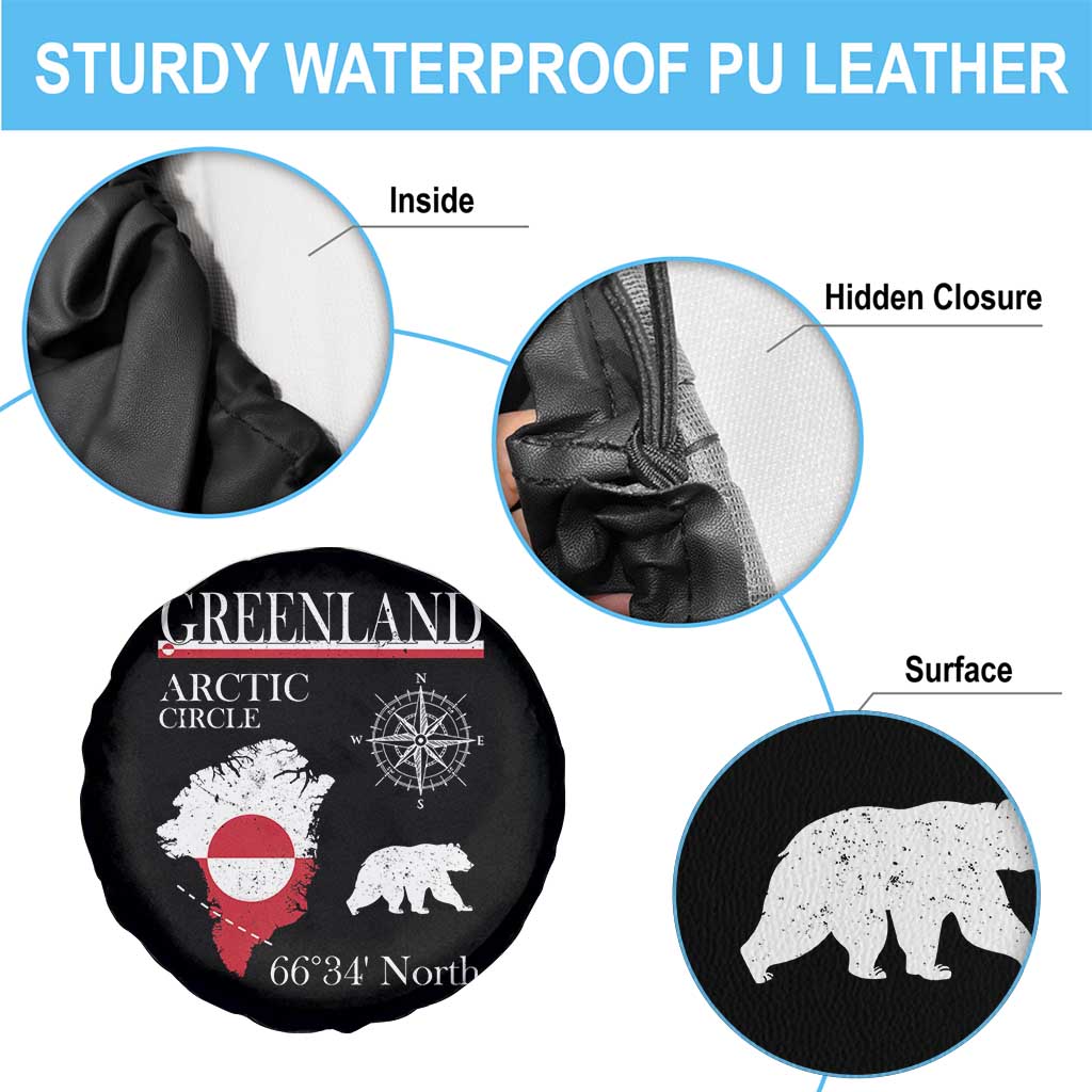Greenland Arctic Circle Spare Tire Cover Map Compass and Polar Bear Adventure