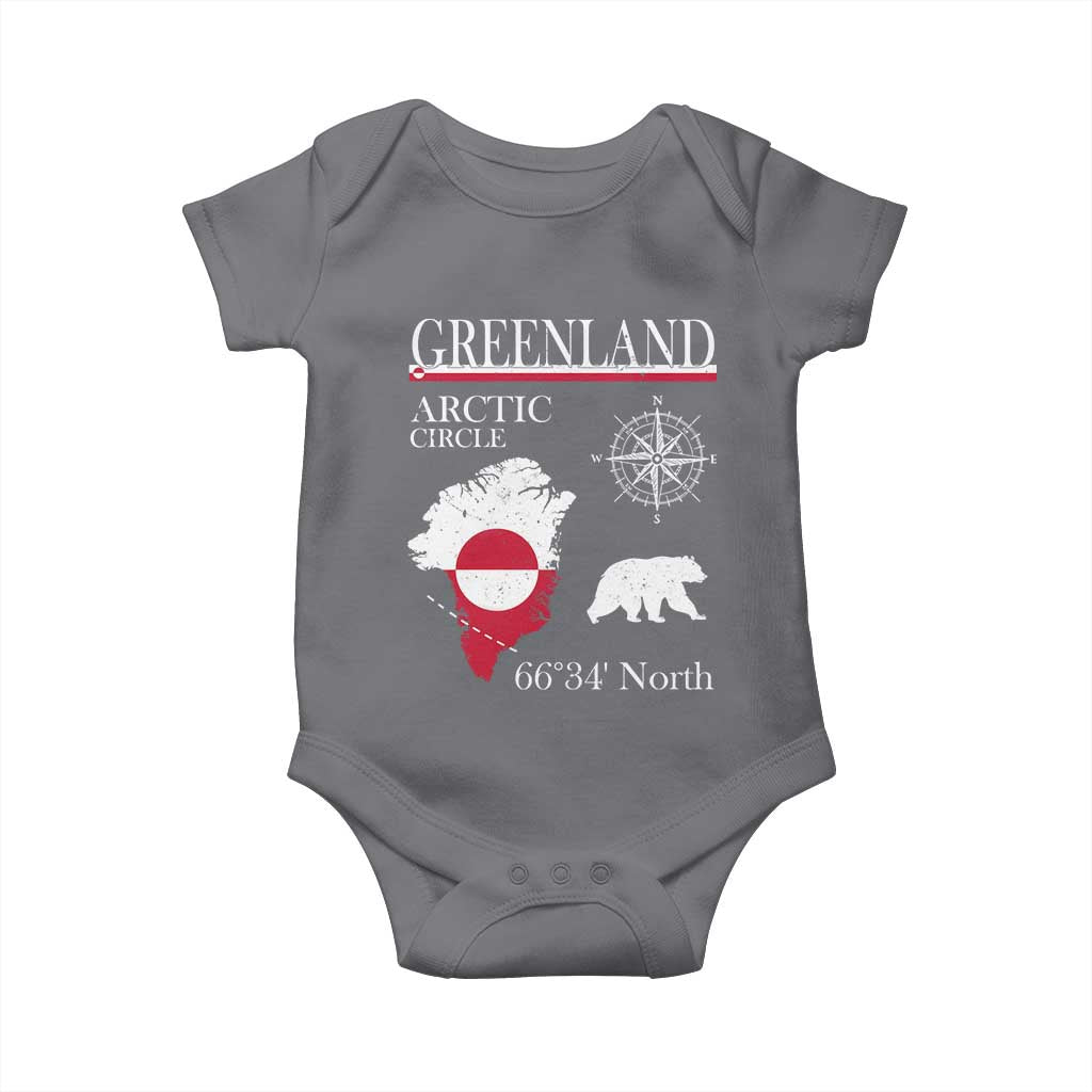 Greenland Arctic Circle Baby Onesie Map Compass and Polar Bear Adventure