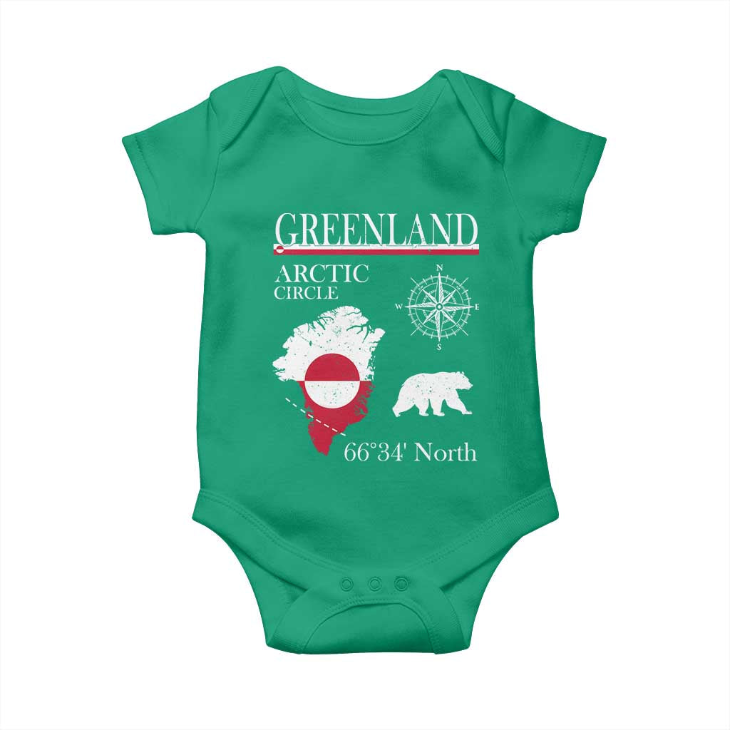 Greenland Arctic Circle Baby Onesie Map Compass and Polar Bear Adventure