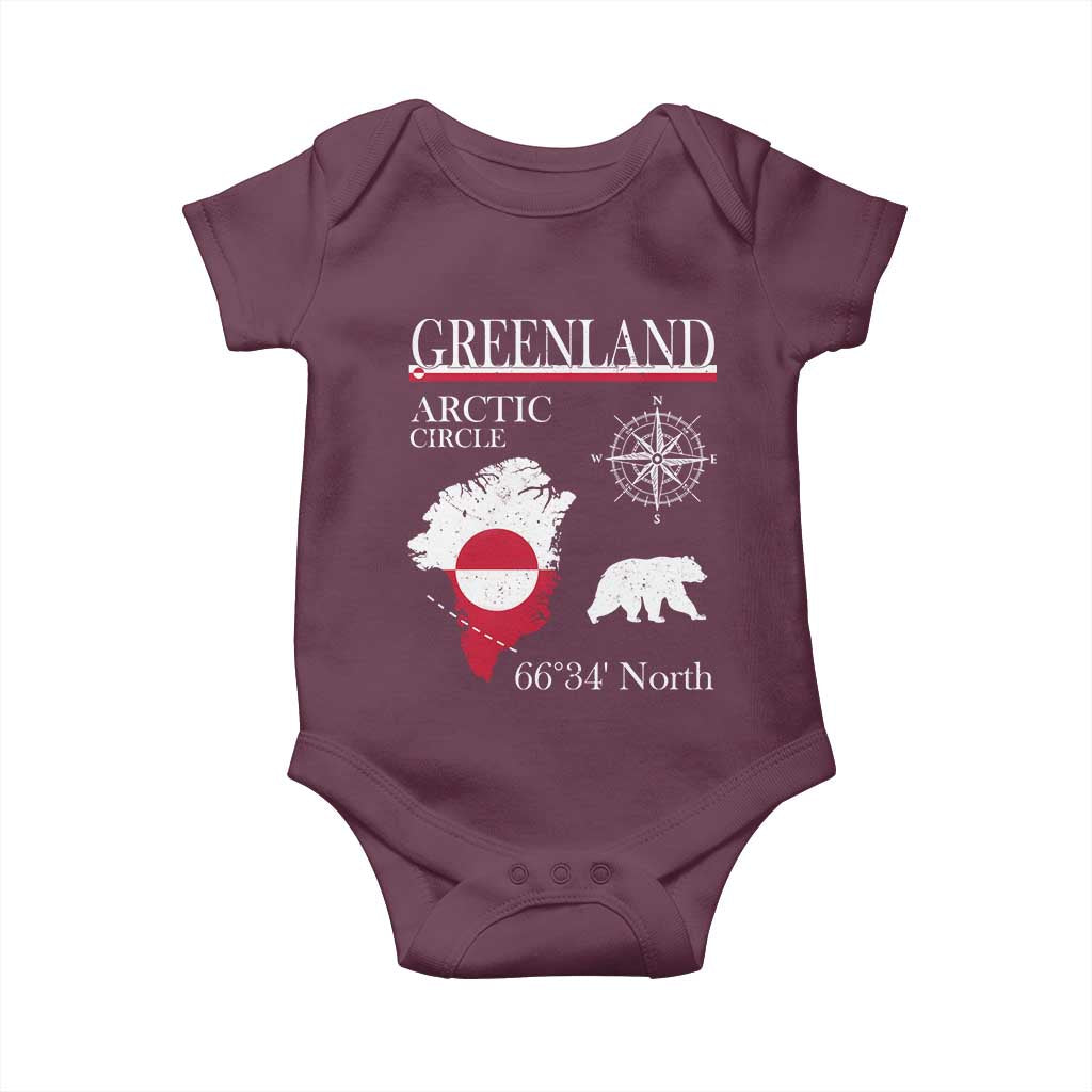 Greenland Arctic Circle Baby Onesie Map Compass and Polar Bear Adventure