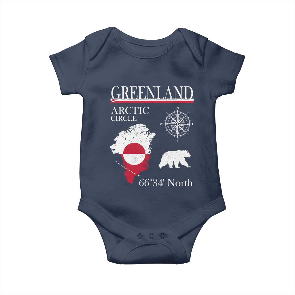 Greenland Arctic Circle Baby Onesie Map Compass and Polar Bear Adventure