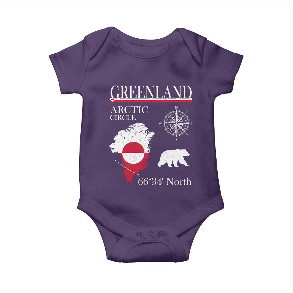 Greenland Arctic Circle Baby Onesie Map Compass and Polar Bear Adventure