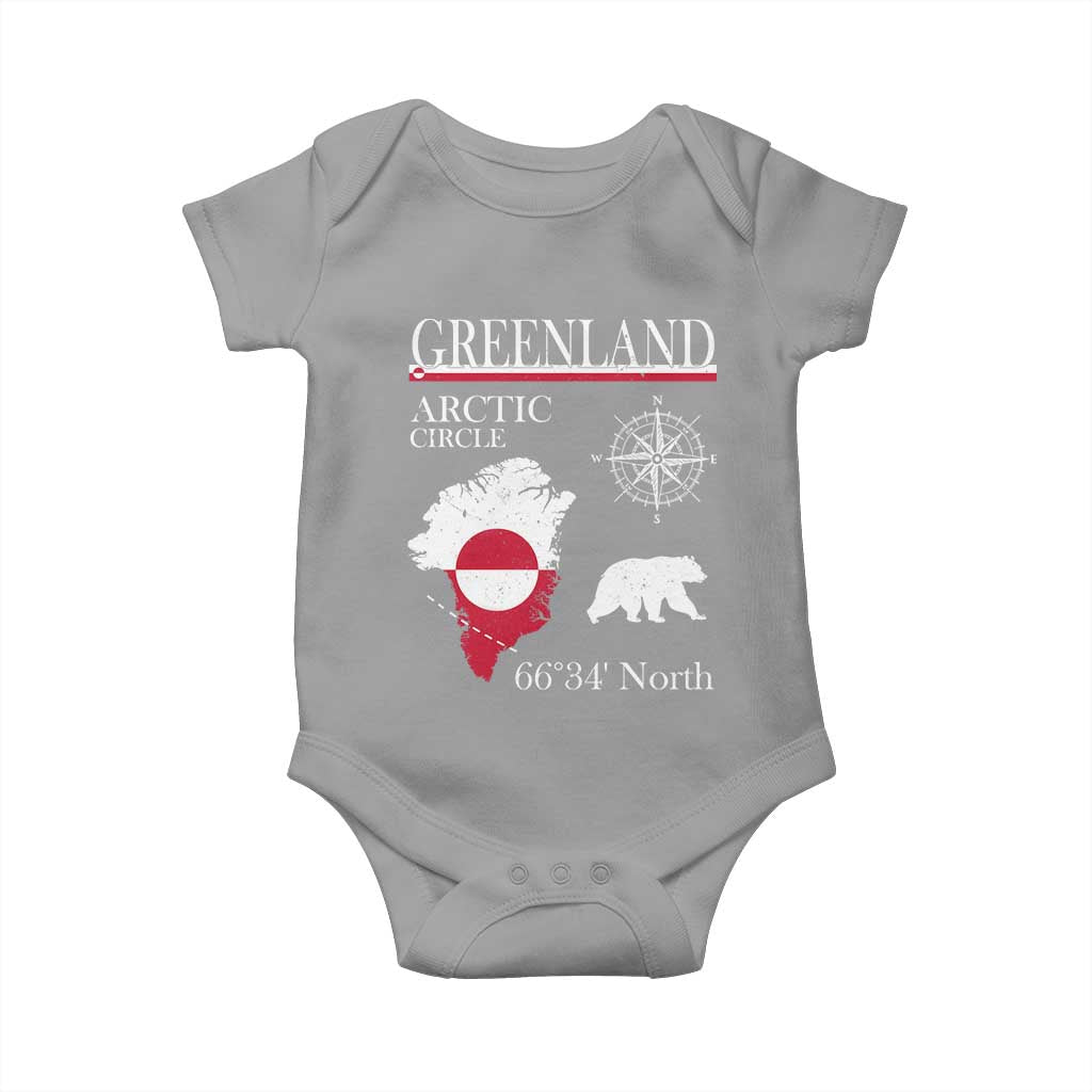 Greenland Arctic Circle Baby Onesie Map Compass and Polar Bear Adventure