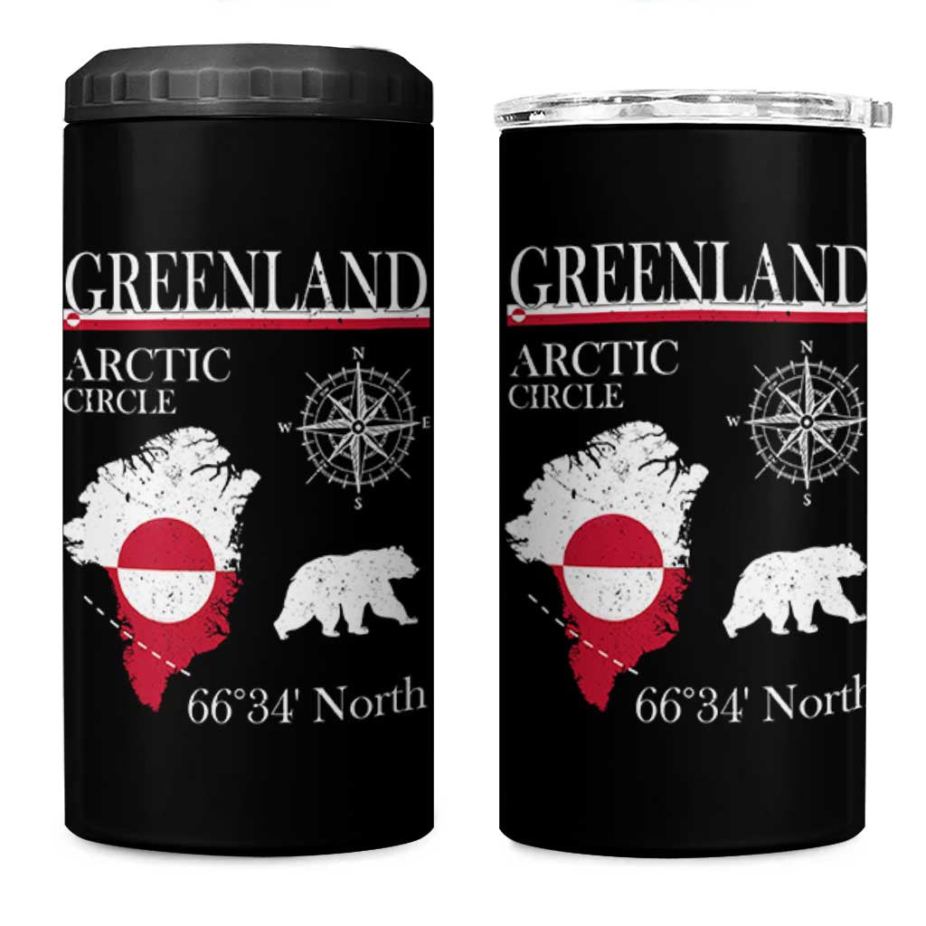 Greenland Arctic Circle 4 in 1 Can Cooler Tumbler Map Compass and Polar Bear Adventure
