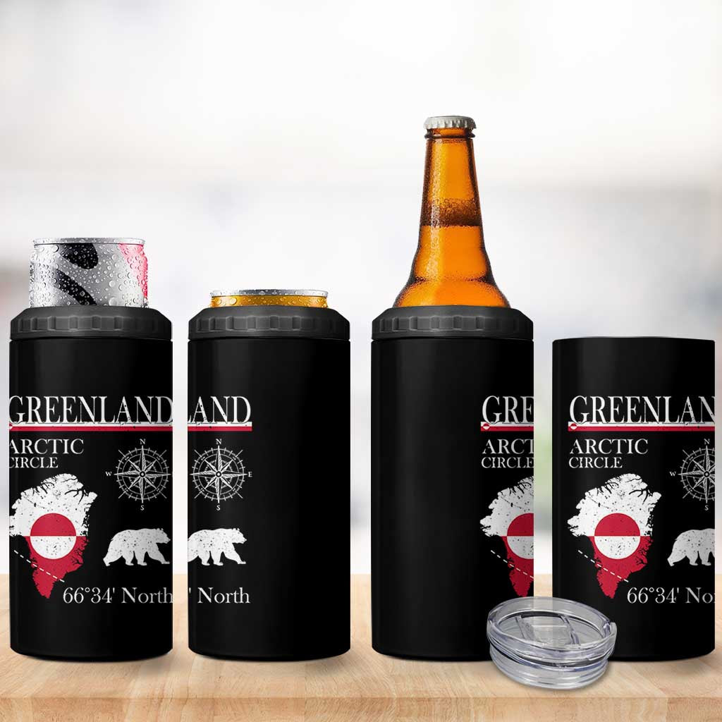 Greenland Arctic Circle 4 in 1 Can Cooler Tumbler Map Compass and Polar Bear Adventure