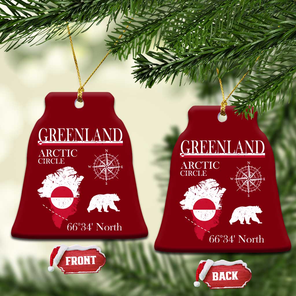 Greenland Arctic Circle Ceramic Ornament Map Compass and Polar Bear Adventure