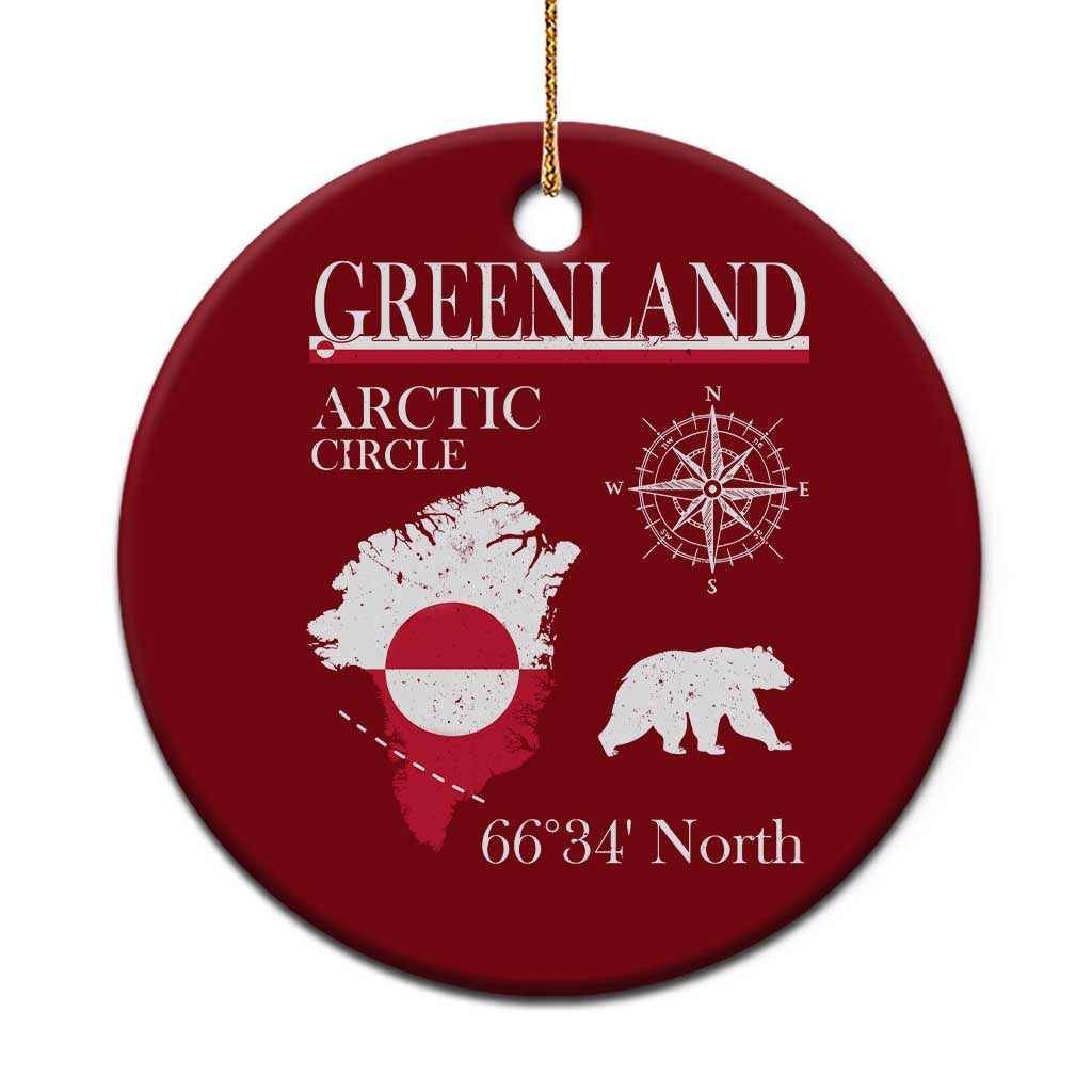 Greenland Arctic Circle Ceramic Ornament Map Compass and Polar Bear Adventure